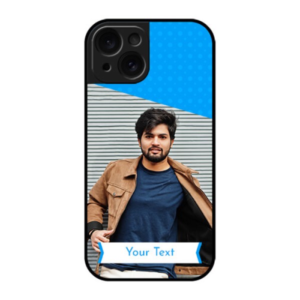 Apple iPhone 15 Custom Glass Phone Case - Simple Blue Color Design