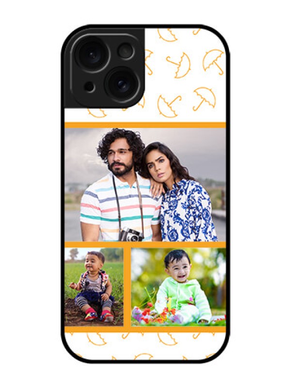 Custom Apple iPhone 15 Custom Glass Phone Case - Yellow Pattern Design