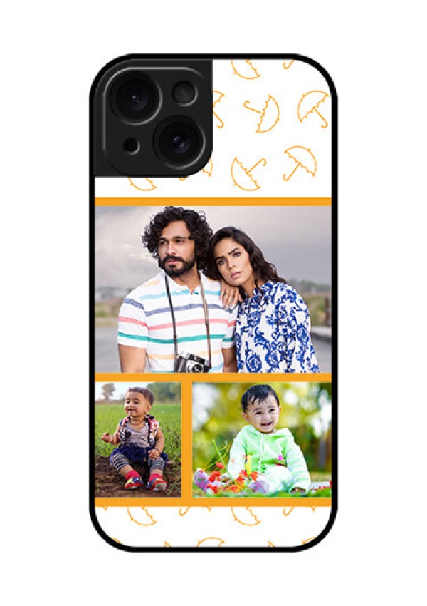 Apple iPhone 15 Custom Glass Phone Case - Yellow Pattern Design