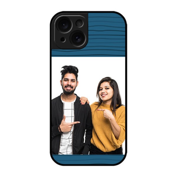 Apple iPhone 15 Custom Glass Phone Case - Blue Pattern Cover Design Apple iPhone 15 Custom Glass Phone Case - Blue Pattern Cover Design