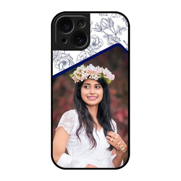 Apple iPhone 15 Custom Glass Phone Case - Classy Floral Design Apple iPhone 15 Custom Glass Phone Case - Classy Floral Design