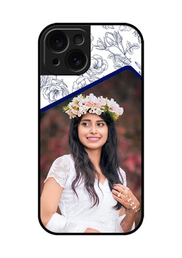 Apple iPhone 15 Custom Glass Phone Case - Classy Floral Design