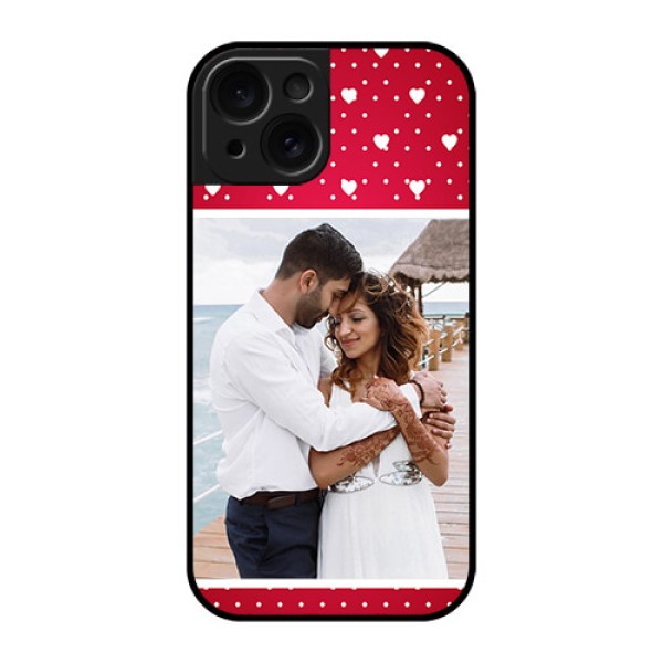 Apple iPhone 15 Custom Glass Phone Case - Hearts Mobile Case Design Apple iPhone 15 Custom Glass Phone Case - Hearts Mobile Case Design