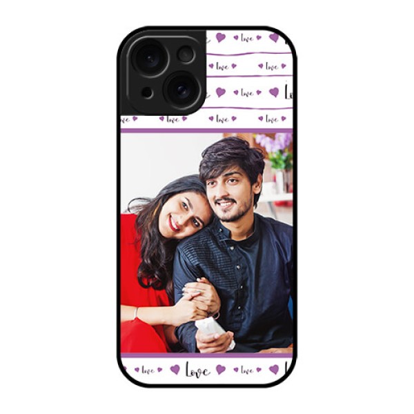 Apple iPhone 15 Custom Glass Phone Case - Couples Heart Design Apple iPhone 15 Custom Glass Phone Case - Couples Heart Design
