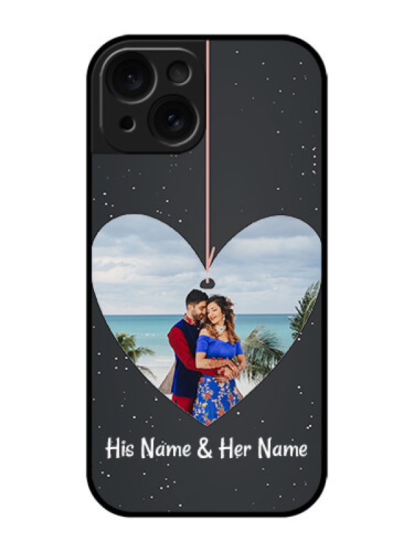 Custom Apple iPhone 15 Custom Glass Phone Case - Hanging Heart Design