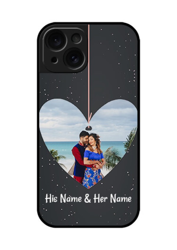 Apple iPhone 15 Custom Glass Phone Case - Hanging Heart Design