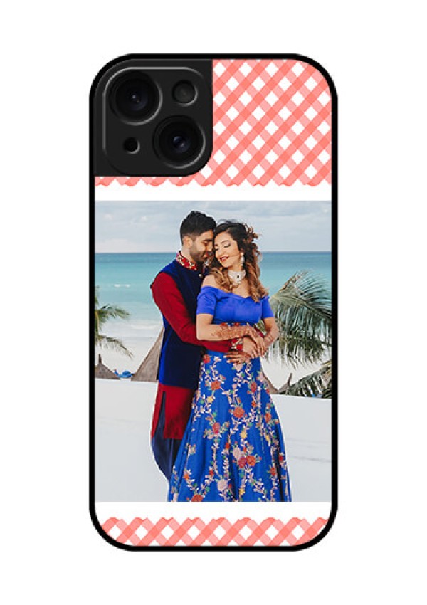 Apple iPhone 15 Custom Glass Phone Case - Pink Pattern Design