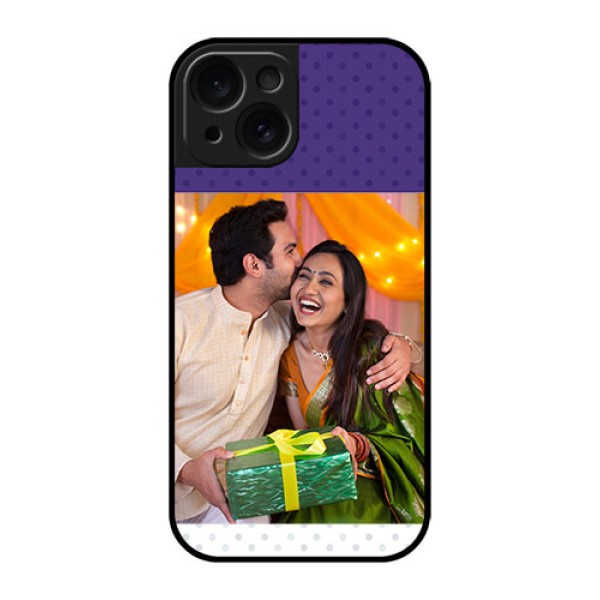 Apple iPhone 15 Custom Glass Phone Case - Violet Colored Pattern Design Apple iPhone 15 Custom Glass Phone Case - Violet Colored Pattern Design