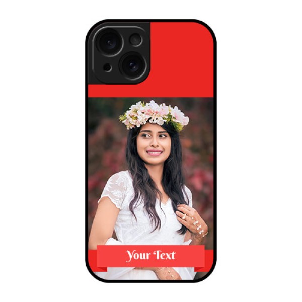 Apple iPhone 15 Custom Glass Phone Case - Simple Red Color Design Apple iPhone 15 Custom Glass Phone Case - Simple Red Color Design