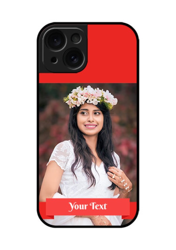 Apple iPhone 15 Custom Glass Phone Case - Simple Red Color Design
