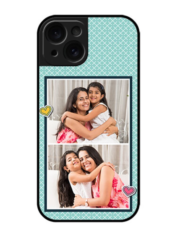 Custom Apple iPhone 15 Custom Glass Phone Case - 2 Image Holder With Pattern Design
