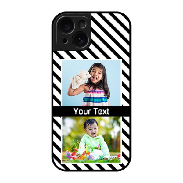 Apple iPhone 15 Custom Glass Phone Case - Black And White Stripes Design Apple iPhone 15 Custom Glass Phone Case - Black And White Stripes Design