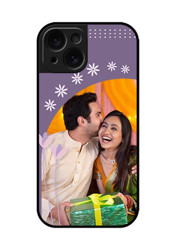 Apple iPhone 15 Custom Glass Phone Case - Lavender Flowers Design