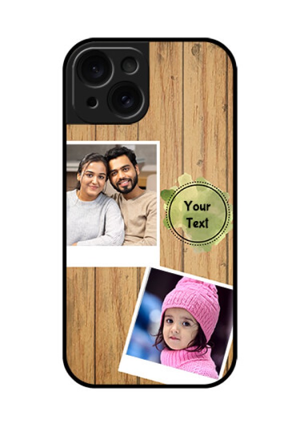 Apple iPhone 15 Custom Glass Phone Case - Wooden Texture Design