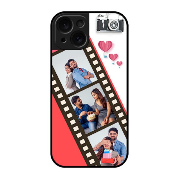 Apple iPhone 15 Custom Glass Phone Case - 3 Image Holder With Film Reel