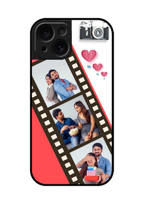 Apple iPhone 15 Custom Glass Phone Case - 3 Image Holder With Film Reel