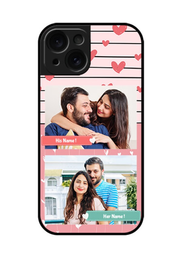 Apple iPhone 15 Custom Glass Phone Case - Photo With Heart Design