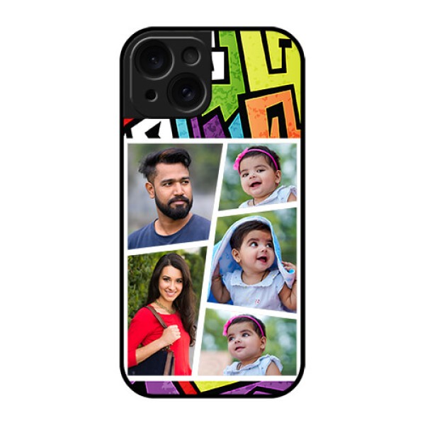 Apple iPhone 15 Custom Glass Phone Case - Graffiti Pattern Design