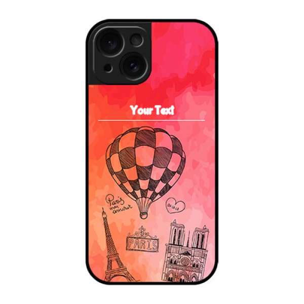 Apple iPhone 15 Custom Glass Phone Case - Paris Theme Design Apple iPhone 15 Custom Glass Phone Case - Paris Theme Design