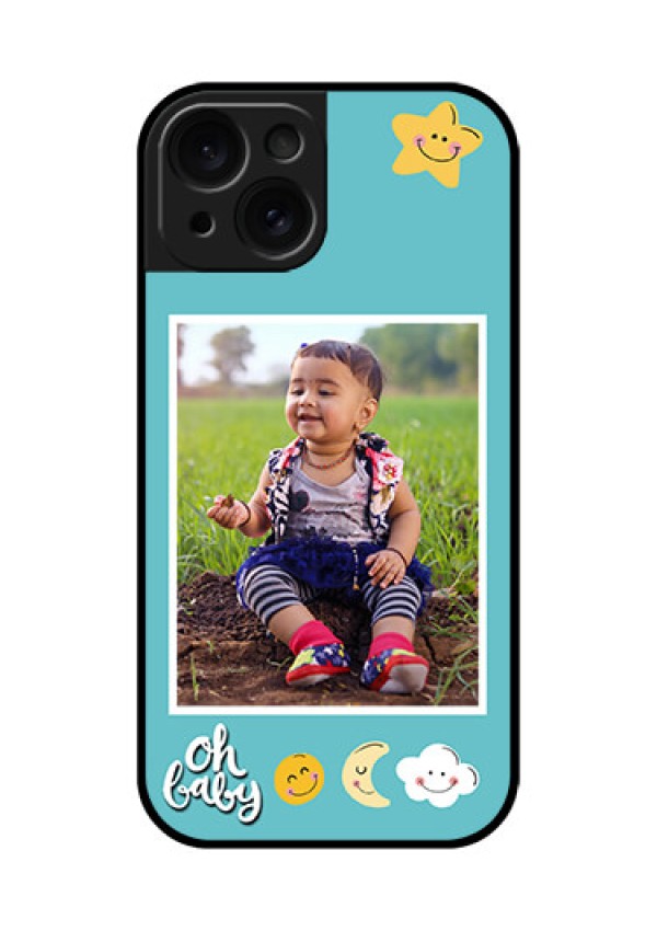 Apple iPhone 15 Custom Glass Phone Case - Smiley Kids Stars Design