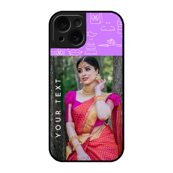 Apple iPhone 15 Custom Glass Phone Case - Birthday Icons Design Apple iPhone 15 Custom Glass Phone Case - Birthday Icons Design