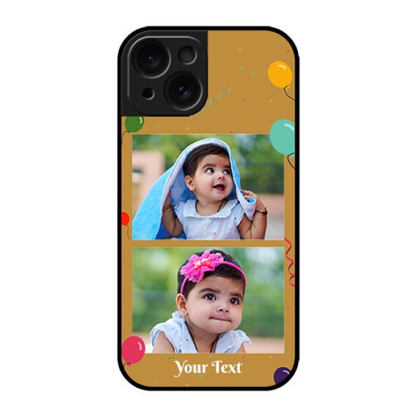 Apple iPhone 15 Custom Glass Phone Case - Image Holder With Birthday Celebrations Design Apple iPhone 15 Custom Glass Phone Case - Image Holder With Birthday Celebrations Design
