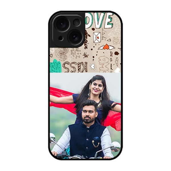 Apple iPhone 15 Custom Glass Phone Case - Love Doodle Pattern