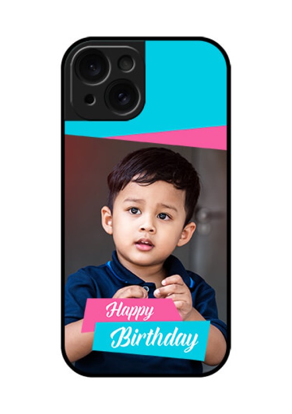 Apple iPhone 15 Custom Glass Phone Case - Image Holder With 2 Color Design