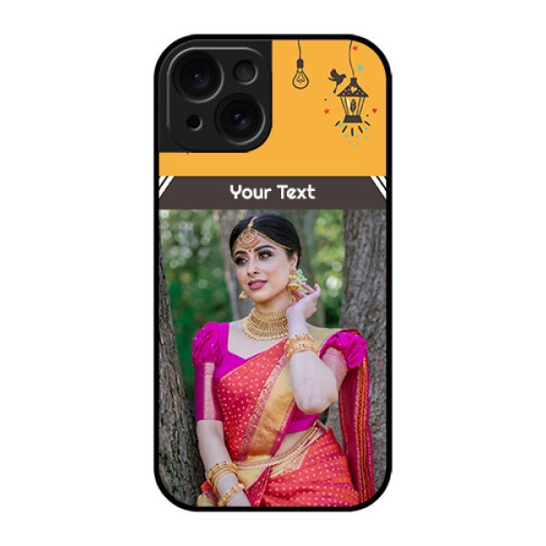 Apple iPhone 15 Custom Glass Phone Case - With Family Picture And Icons