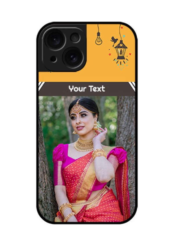 Apple iPhone 15 Custom Glass Phone Case - With Family Picture And Icons