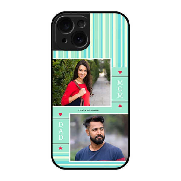 Apple iPhone 15 Custom Glass Phone Case - Mom & Dad Pic Design