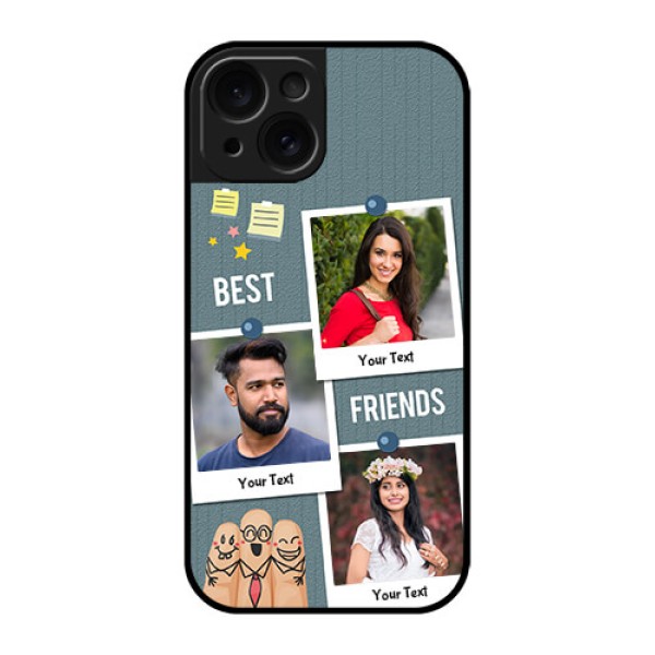 Apple iPhone 15 Custom Glass Phone Case - Sticky Frames And Friendship Design Apple iPhone 15 Custom Glass Phone Case - Sticky Frames And Friendship Design