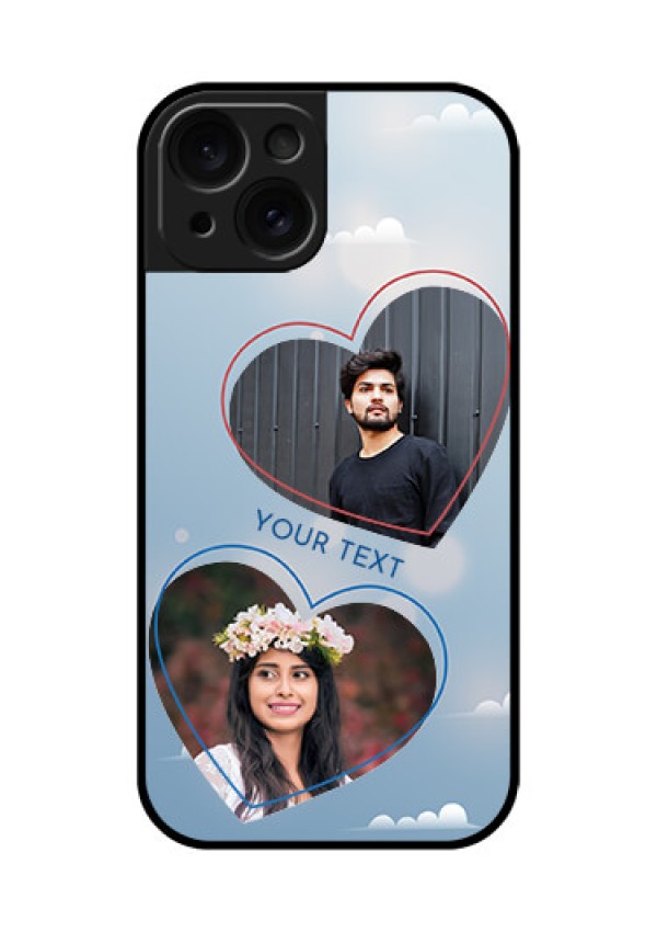 Apple iPhone 15 Custom Glass Phone Case - Blue Color Couple Design