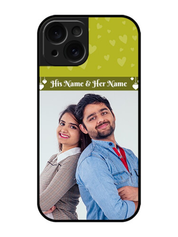Custom Apple iPhone 15 Custom Glass Phone Case - You & Me Heart Design