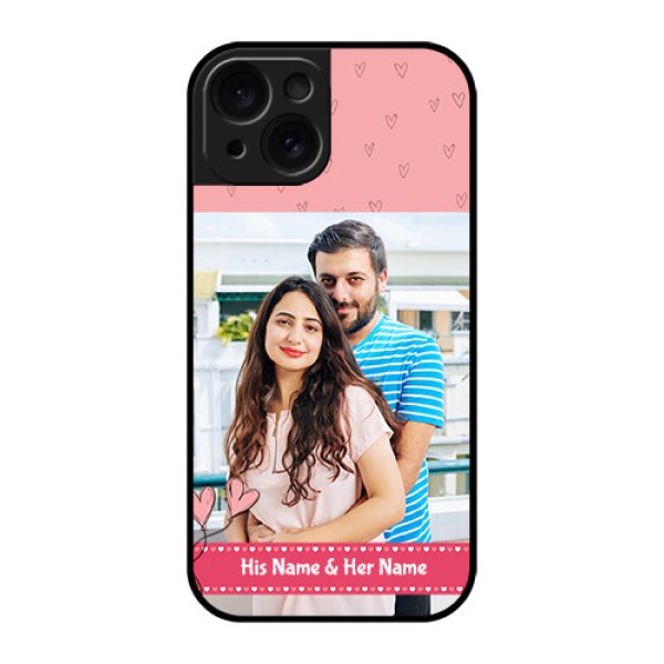 Apple iPhone 15 Custom Glass Phone Case - Love Design Peach Color