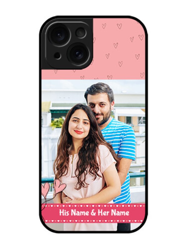 Custom Apple iPhone 15 Custom Glass Phone Case - Love Design Peach Color