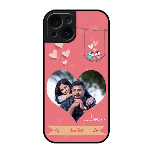 Apple iPhone 15 Custom Glass Phone Case - Peach Color Love Design Apple iPhone 15 Custom Glass Phone Case - Peach Color Love Design