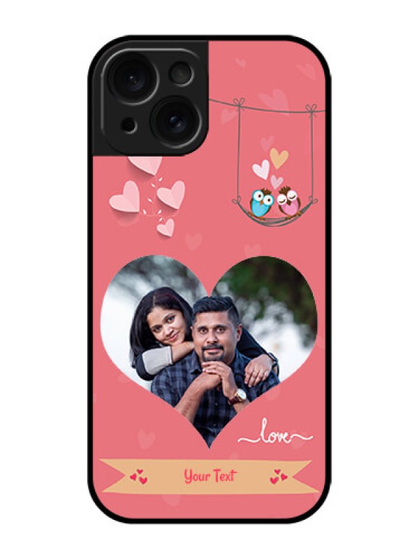 Custom Apple iPhone 15 Custom Glass Phone Case - Peach Color Love Design