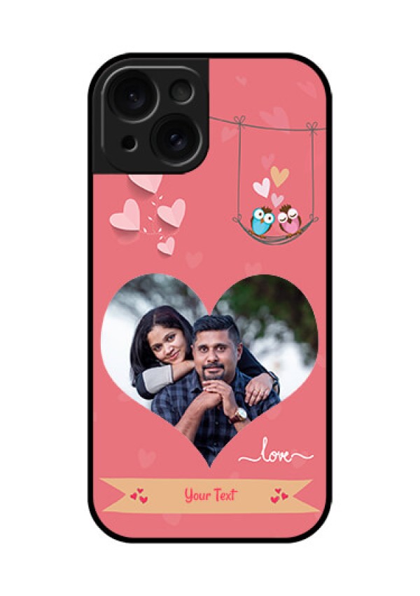 Apple iPhone 15 Custom Glass Phone Case - Peach Color Love Design