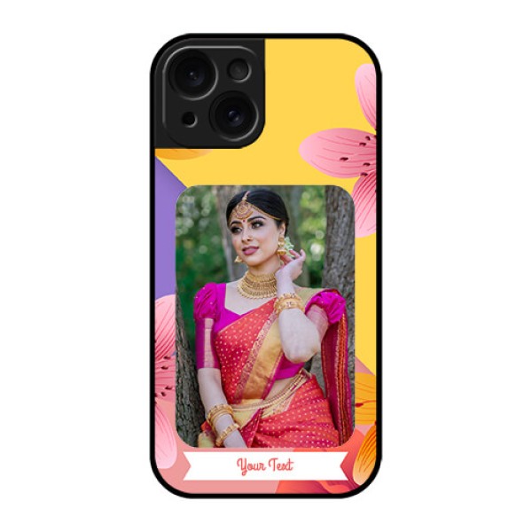 Apple iPhone 15 Custom Glass Phone Case - 3 Image With Vintage Floral Design