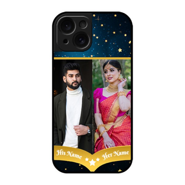 Apple iPhone 15 Custom Glass Phone Case - Galaxy Stars Backdrop Design