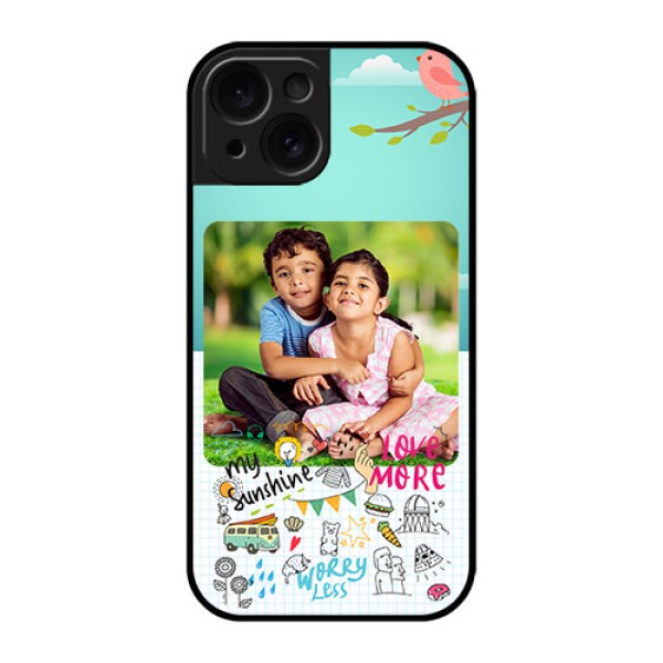 Apple iPhone 15 Custom Glass Phone Case - Doodle Love Design