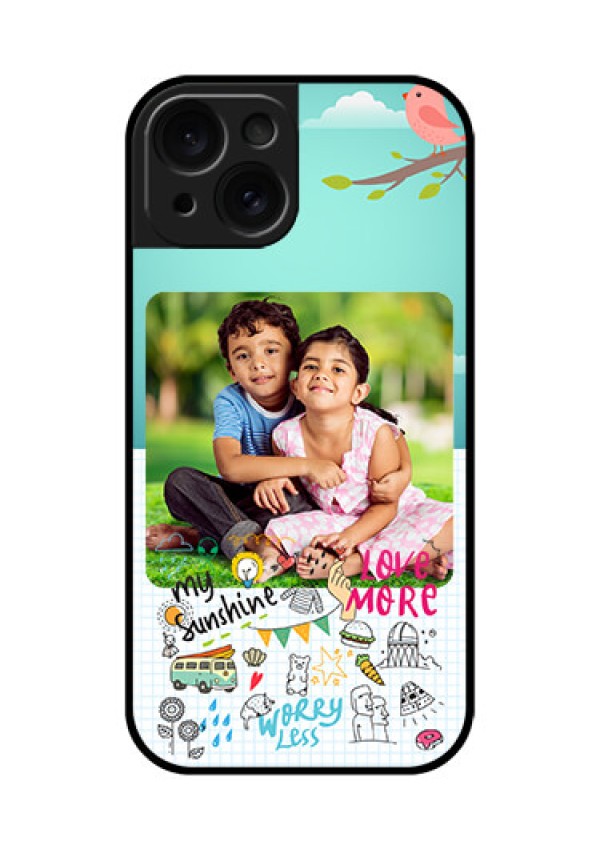 Apple iPhone 15 Custom Glass Phone Case - Doodle Love Design