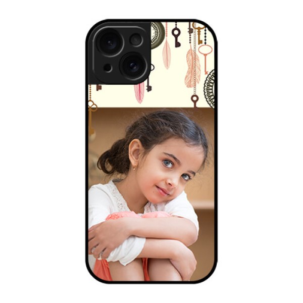 Apple iPhone 15 Custom Glass Phone Case - Boho Style Design Apple iPhone 15 Custom Glass Phone Case - Boho Style Design