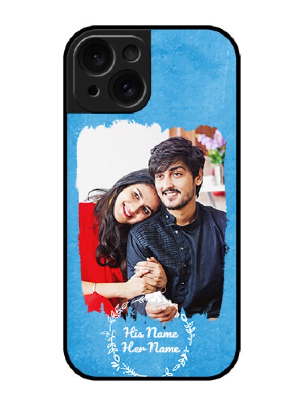 Custom iPhone 15 Custom Glass Phone Case - Blue Color Vintage Design