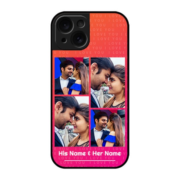 Apple iPhone 15 Custom Glass Phone Case - I Love You Pink Design