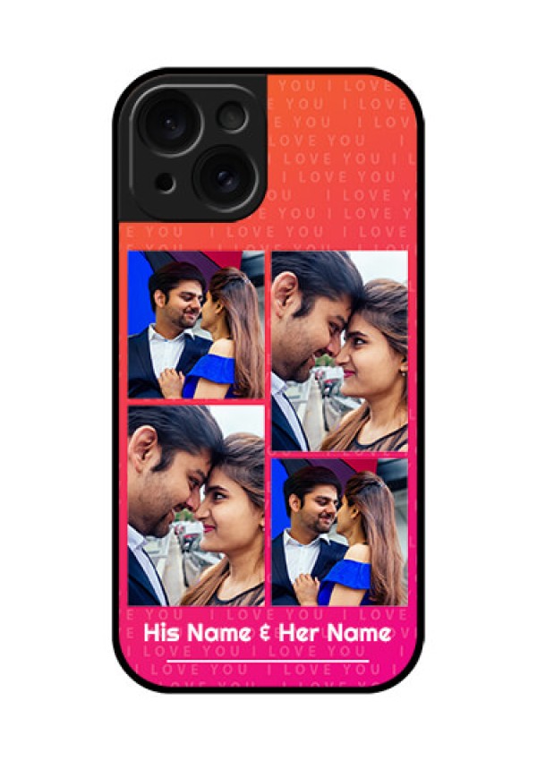 Apple iPhone 15 Custom Glass Phone Case - I Love You Pink Design