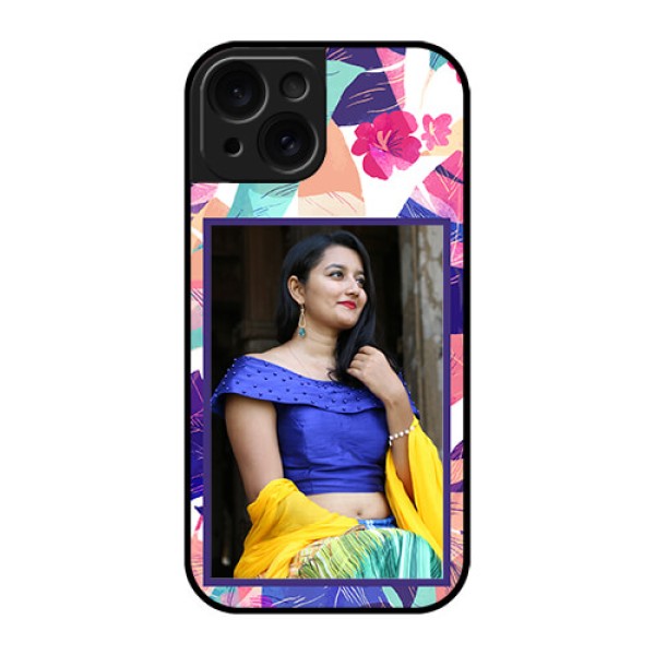 Apple iPhone 15 Custom Glass Phone Case - Abstract Floral Design Apple iPhone 15 Custom Glass Phone Case - Abstract Floral Design