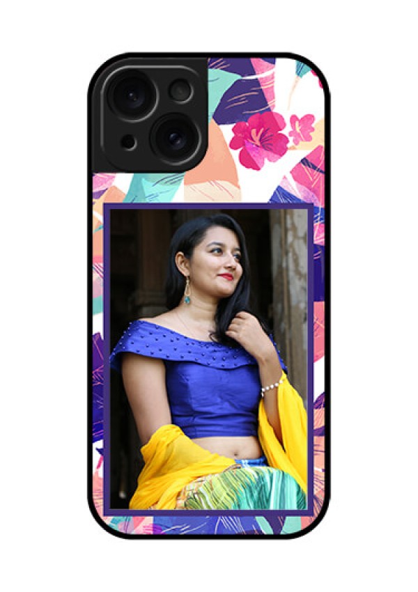 Apple iPhone 15 Custom Glass Phone Case - Abstract Floral Design