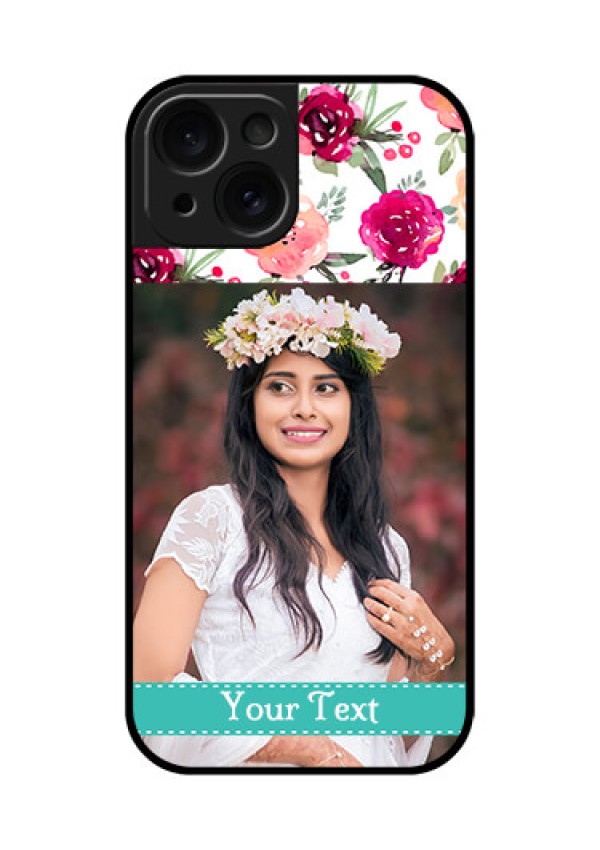 Apple iPhone 15 Custom Glass Phone Case - Water Colors Floral Design
